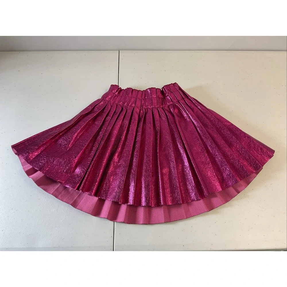 Lola & The Boys Girls Pink Foil Pleated Skirt EUC Size 14 Festive Preppy - Picture 2 of 7